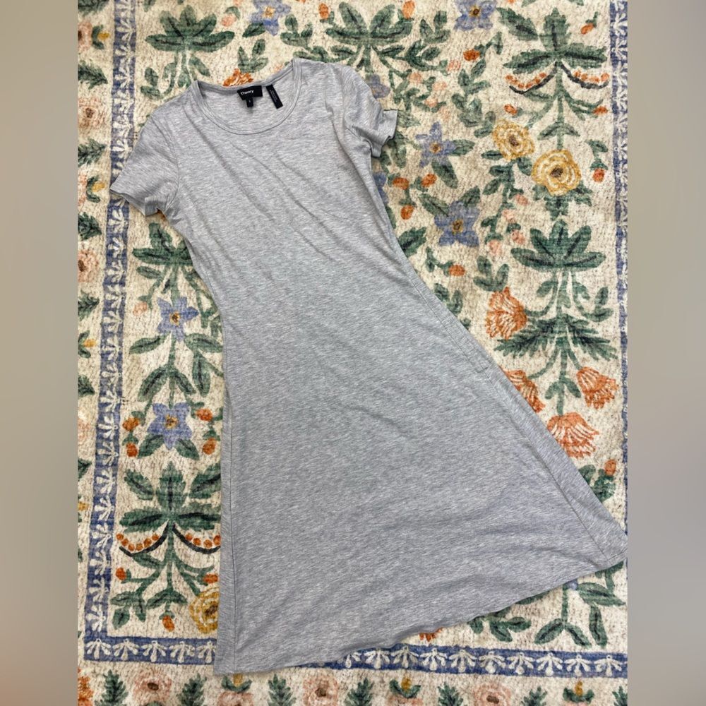 Theory Jilaena Gray Dress Ribbed Viscose Soft Comfortable Small